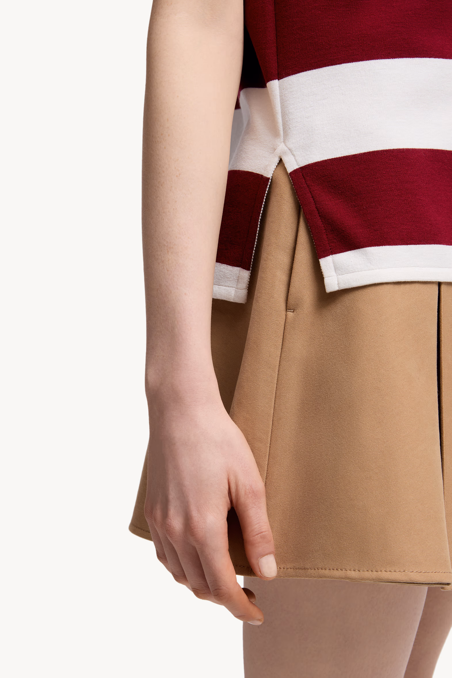 Striped Polo Shirt Women White & Red Moncler 6